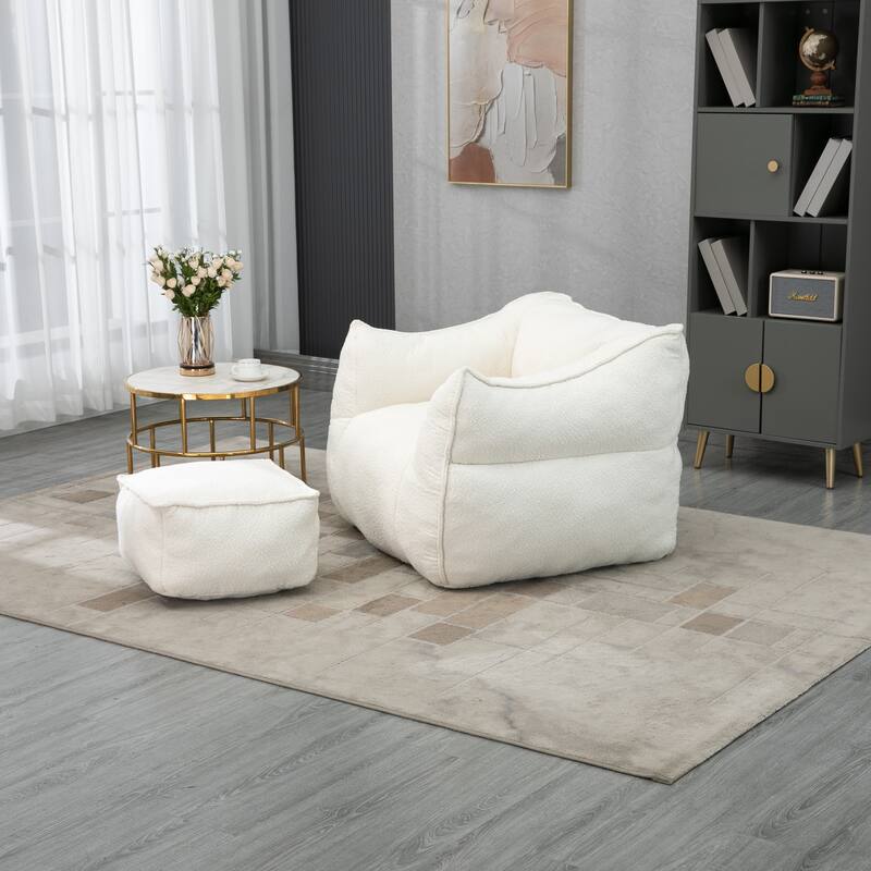 GDFStudio - COOLMORE Boucle Bean Bag Chair with Memory Foam Filling for Ultimate Comfort