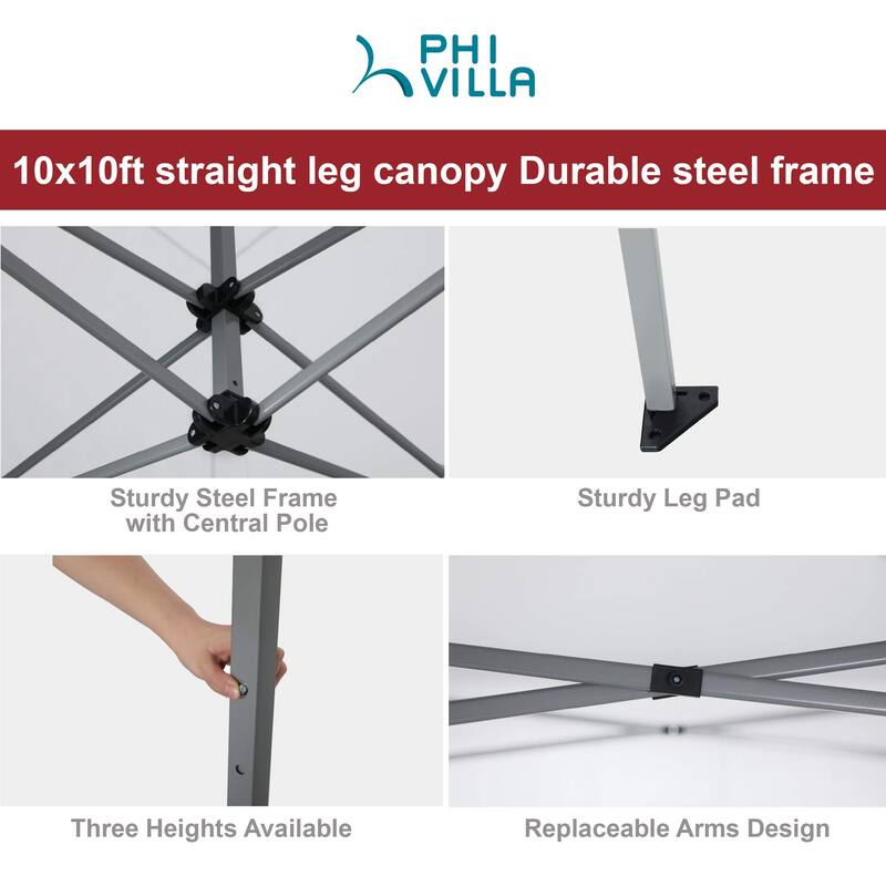 10' x 10' Pop Up Outdoor Canopy Tent Commercial Instant Reinforce Canopies with Wheel Carry Bag & Storage Pocket - 10x10'