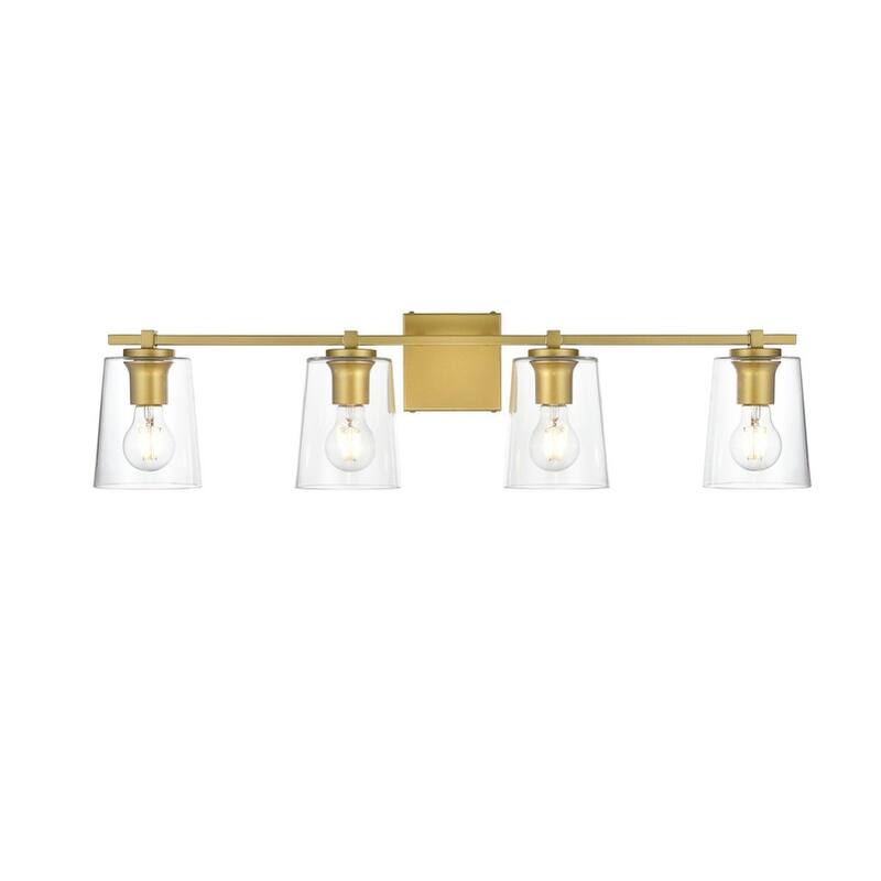 Kelly 1 Light Black and Clear Bath Sconce - Brass - 33