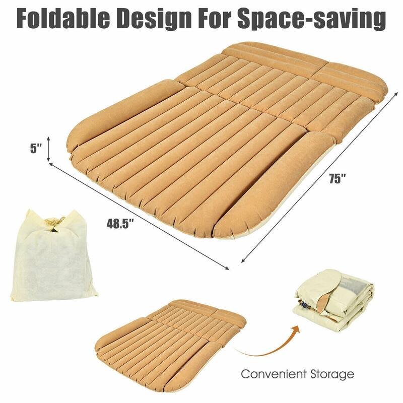 Camel Inflatable Car Mattress with Rapid Inflation and Waterproof Flocked Surface Camping and Travel