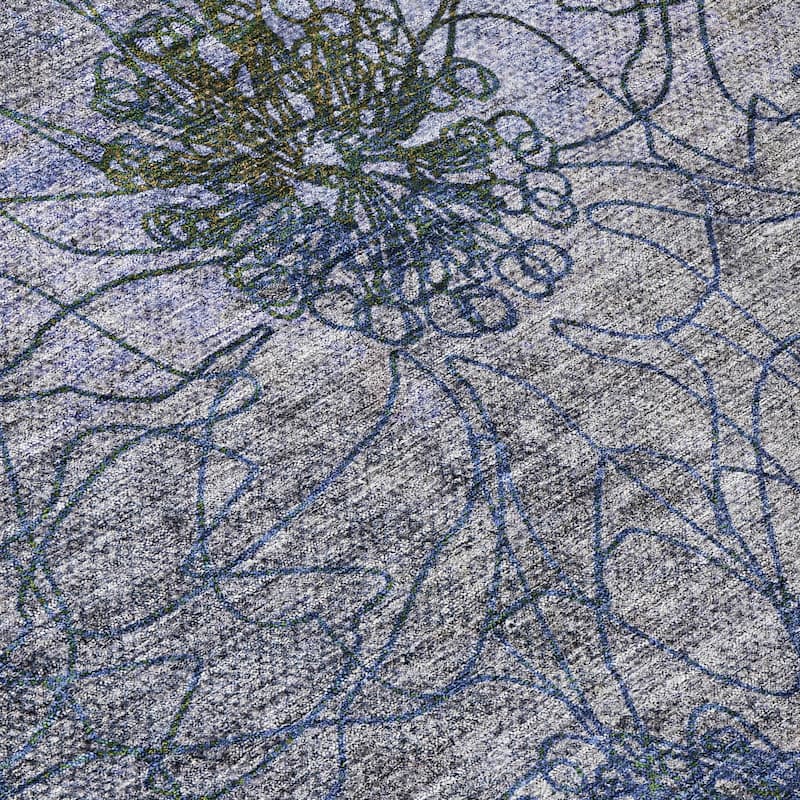 Machine Washable Indoor/ Outdoor Contemporary Floral Chantille Rug