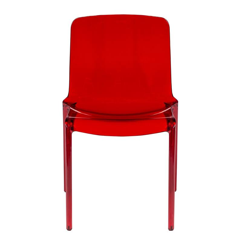 Stackable Acrylic Dining Chair Modern Full Back Transparent Accent Side Chair - Height 32.25", Width 20.5", Depth 21".