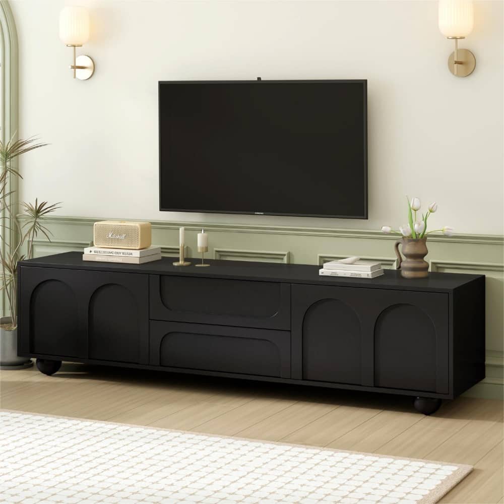 Entertainment Center with Arched Doors & 2 Drawers
