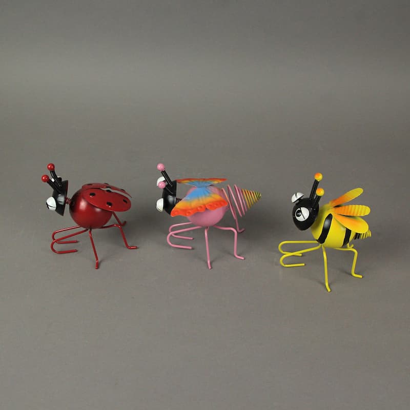 Metal Insect Flower Pot Hanger Ble Bee Ladybug Butterfly (Set Of 3) - 4.75 X 3.75 X 4.25 inches
