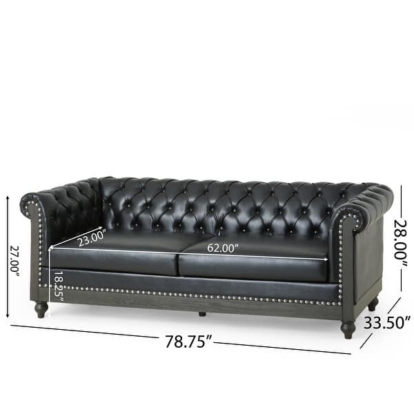 dimension image slide 1 of 4, Castalia Nailhead Trim Chesterfield Sofa by Christopher Knight Home - 78.75" L x 33.50" W x 28.00" H