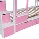preview thumbnail 17 of 17, Pink Twin over Twin Size Solid Wood Castle Style Bunk Bed with 2 Drawers 3 Shelves and Slide for Kids, Bedroom