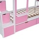 preview thumbnail 17 of 17, Twin over Twin Castle Bunk Bed with Drawers, Shelves and Slide, Pink