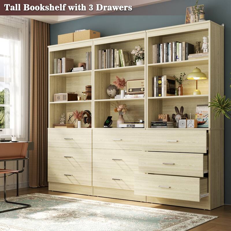 23.6" W Closet System with 3 Wooden Drawers and Storage Shelves, 2FT Sturdy Walk-in Organizer Storage Unit