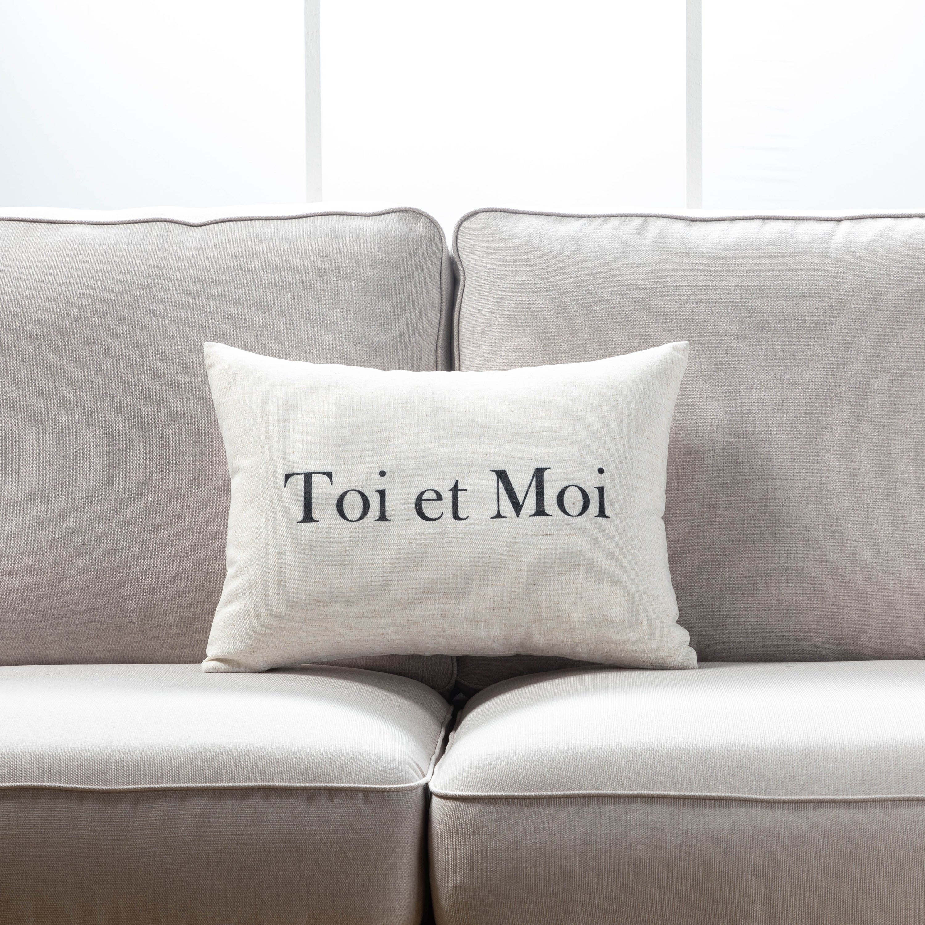 Toi Et Moi Text On White Pillow Cover