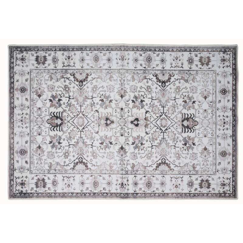Bibb Home Washable Flannel Printed Accent Rug with Latex Back