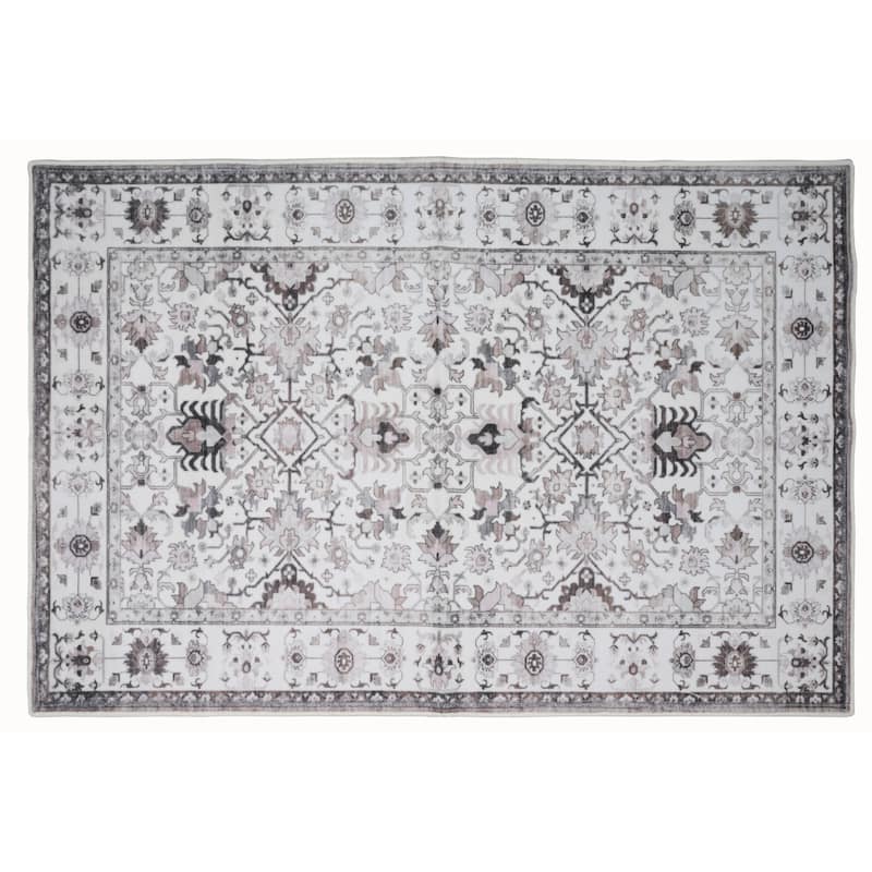 Bibb Home Washable Flannel Printed Area Rug with Latex Back