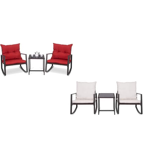 Shop Costway 3 Piece Patio Wicker Bistro Furniture Set W 2