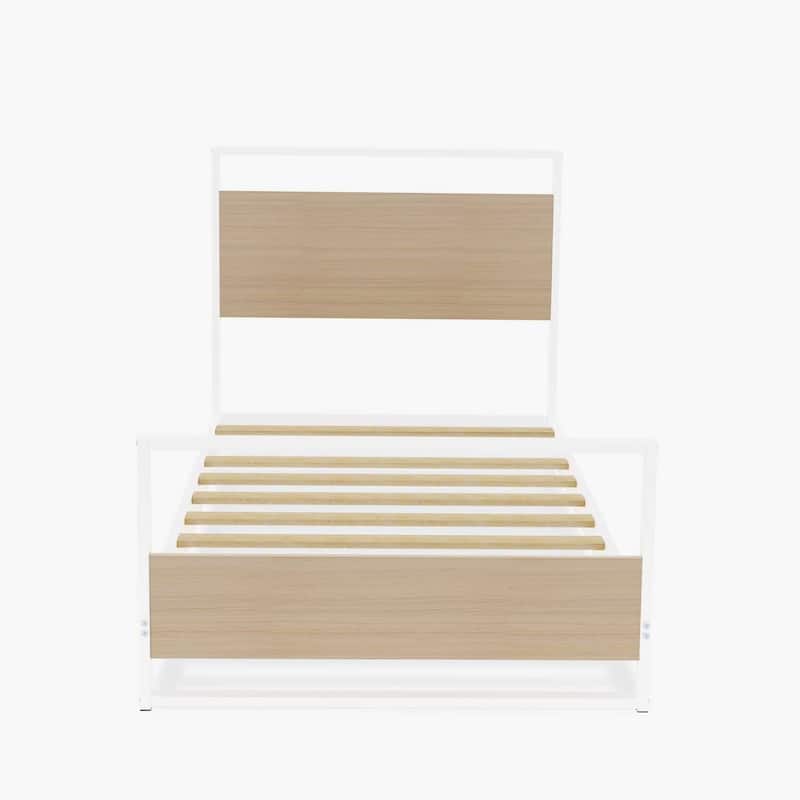 Metal Bed Frame with Legs - Modern Platform Bed - Durable & Stylish - White Finish