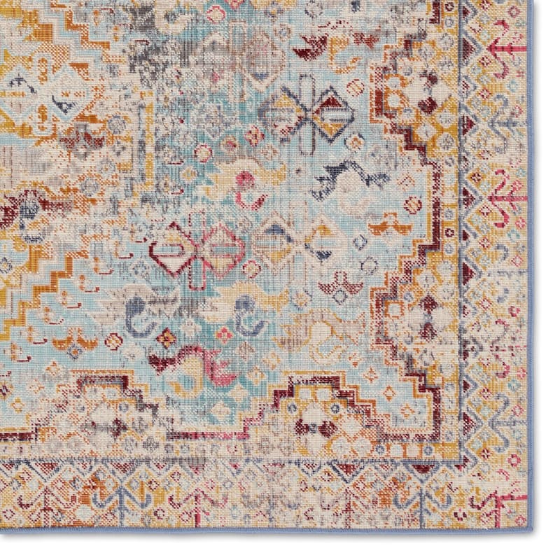 Esquire Indoor/Outdoor Medallion Blue/ Mulitcolor Runner Rug