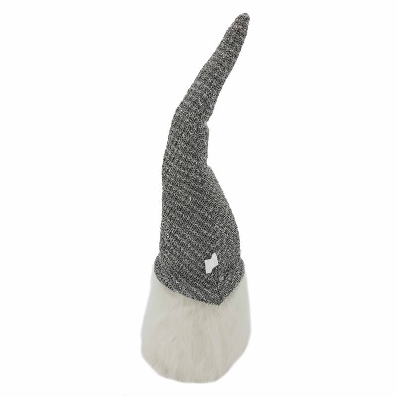 HomeRoots 28" Gray Fabric Christmas Standing Gnome Tabletop Sculpture - 7.87" W x 7.87" D x 28" H