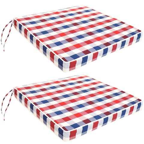 Sunnydaze 2 Square Indoor/Outdoor Seat Cushions with Ties - 17 x 17