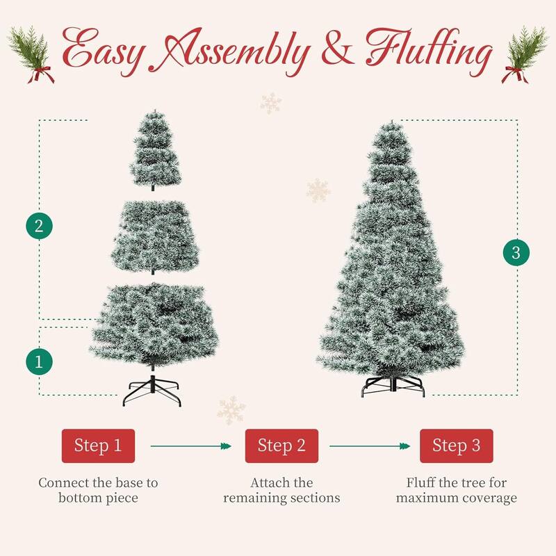 7.5ft Pre-lit Artificial Christmas Tree, Prelighted Artificial Hinged Spruce Xmas Tree 1000 Branch Tips, 450 Incandescent Lights