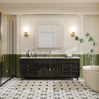 Modland 30"-36"W x 24"H Aluminum Double Door Bathroom Medicine Cabinet with Mirror,Soft-Close Hinges