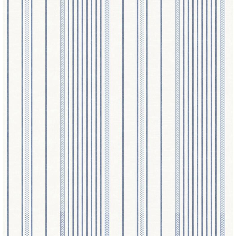 A-Street Prints Navarres Stripe Blue Faux Linen Wallpaper