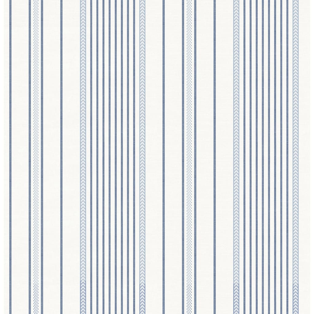 A-Street Prints Navarres Stripe Blue Faux Linen Wallpaper