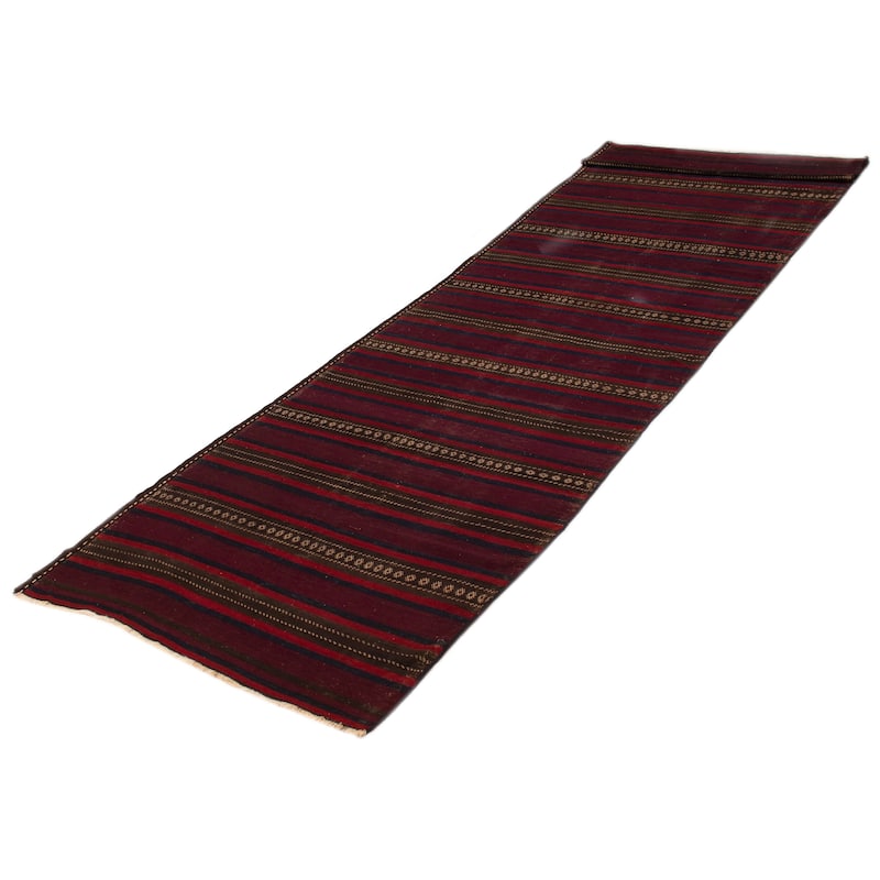 ECARPETGALLERY Flat-Weave Shirvan Red Wool Kilim - 4'8 x 14'5