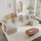 preview thumbnail 32 of 162, Cloud Chenille Upholstered Modular Sectional Sofa with DIY Combination Design Beige 4-Seater Sofa+Ottomans*2
