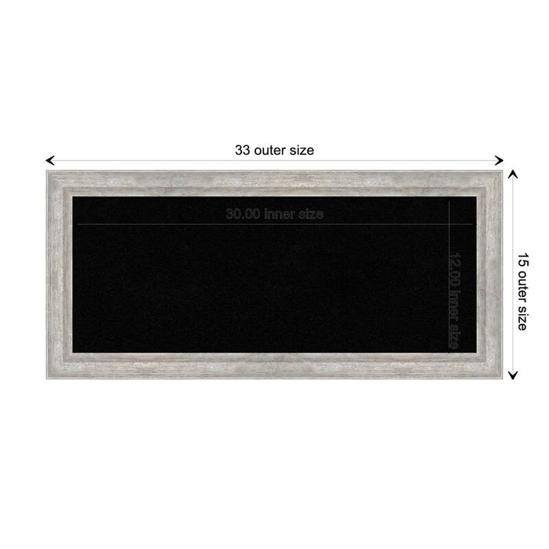 Angled Silver Wood Framed Black Corkboard Bulletin Board, Organization Board, Pin Board - Board Size 30x12