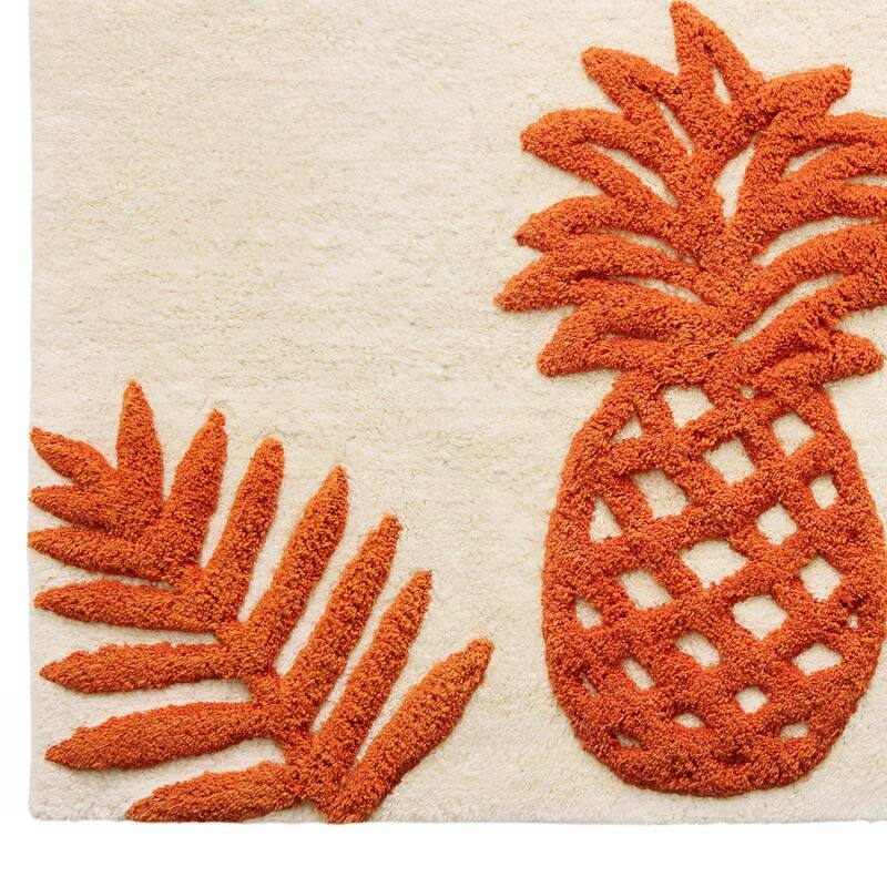 Tommy Bahama Batik Pineapple Orange Cotton Tufted Bath Rug