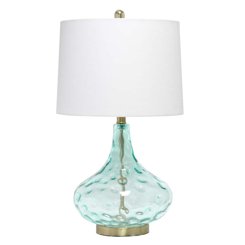 24" Modern Refined Bubbly Colored Glass Table Lamp - Blue