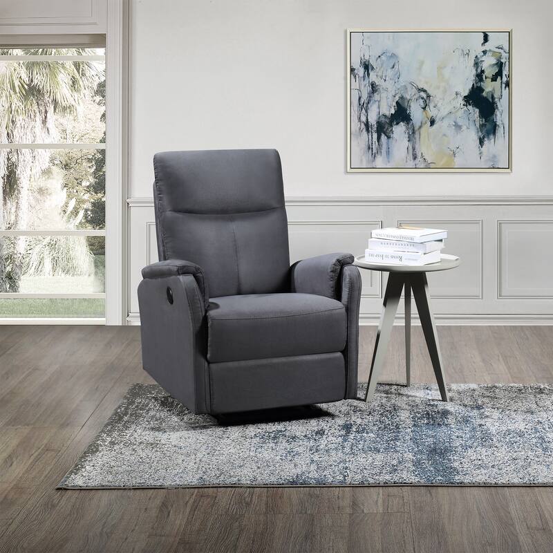 Modern Power Recliner Chair with USB, Full Head & Lumbar Support - Grey