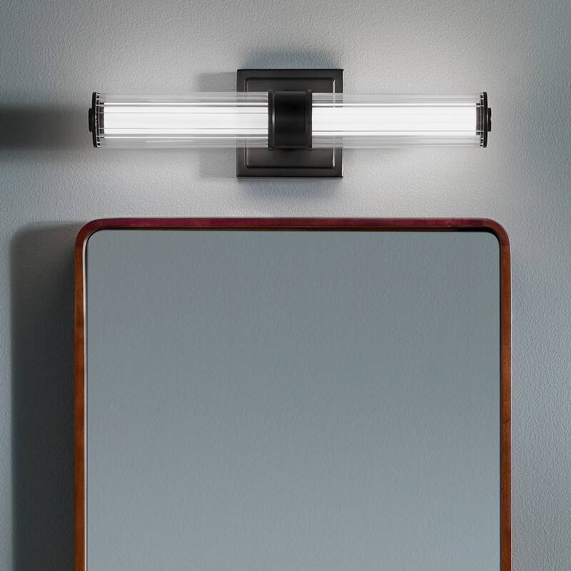 Kichler Lighting Laurene 18.5" Linear Bath Bar Small LED with Clear Fluted Glass in Black