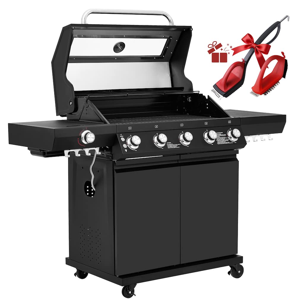 Royal Gourmet 5-Burner Gas Grill with Infrared Side Burner, including a Brush