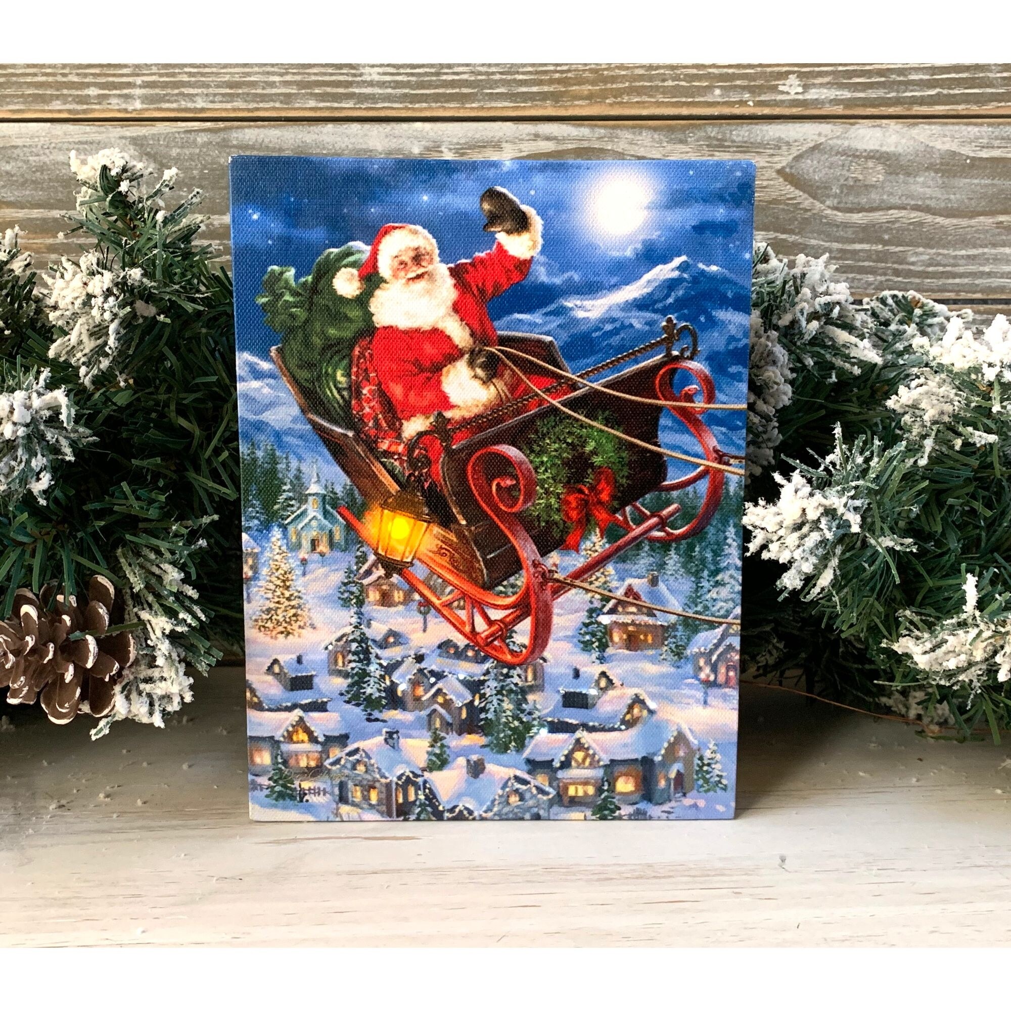 Shop 8 Red And Blue Christmas Santa And Sleigh Lighted Tabletop