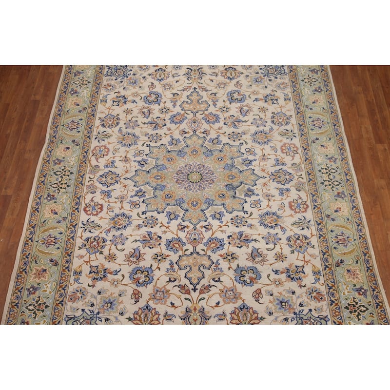 Hand Knotted Oriental 100% Wool Carpet Traditional Floral Beige & Ivories Najafabad Area Rug - 10' 9'' X 8' 2''