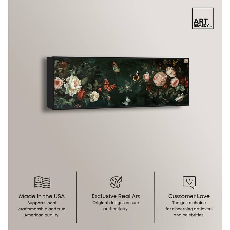 Emerald Floral Panoramic Canvas by Art Remedy