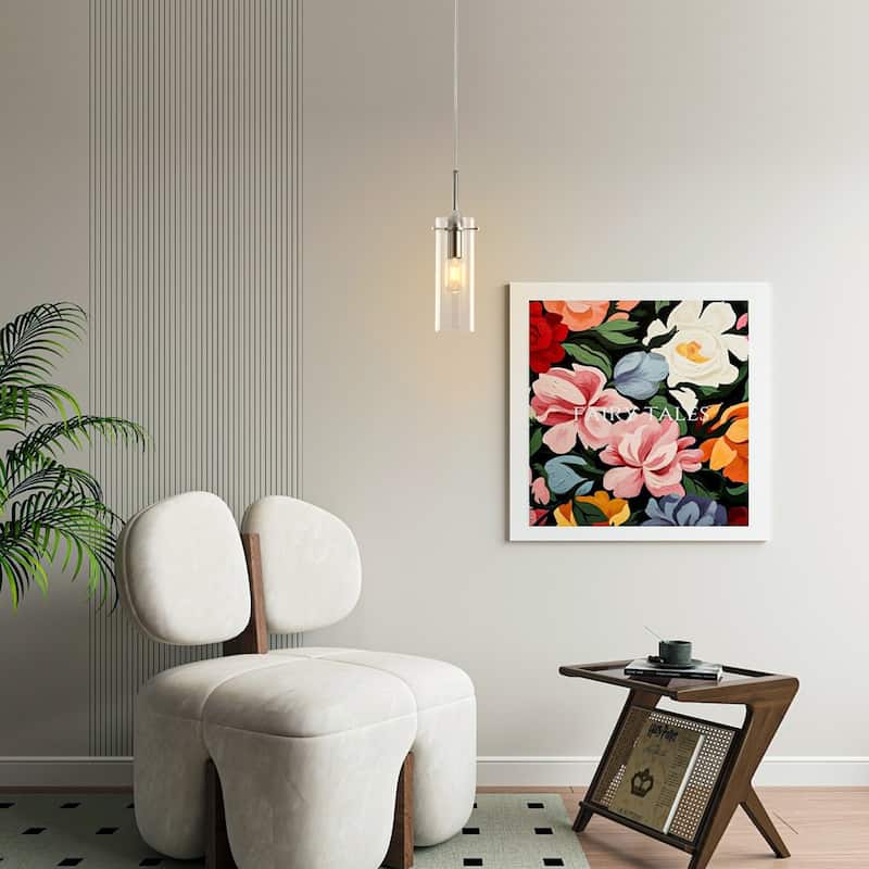 1-light Glass Pendant Light with Adjustable Cord, Semi Flush Mount Chandelier for Dining Room Living Room Bedroom