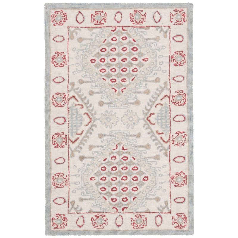 SAFAVIEH Handmade Micro-Loop Anouschka Wool Rug - 2'6" x 4' - Ivory/Red