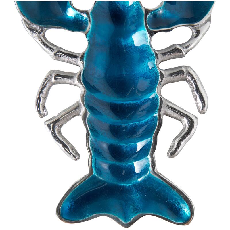 Silver, Blue or Teal Aluminum Enameled Lobster Tray with Silver Metal Exterior (Set of 2)