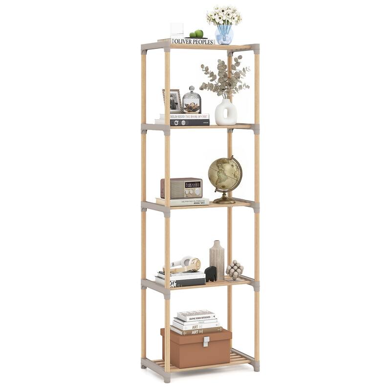 Gymax 5-Tier Bookshelf w/Open Shelves Freestanding Storage Organizer - Grey