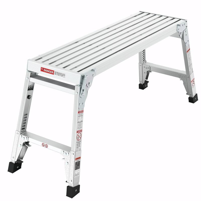 Aluminum Work Platform: Large Size Step Stool Folding Portable Work Bench