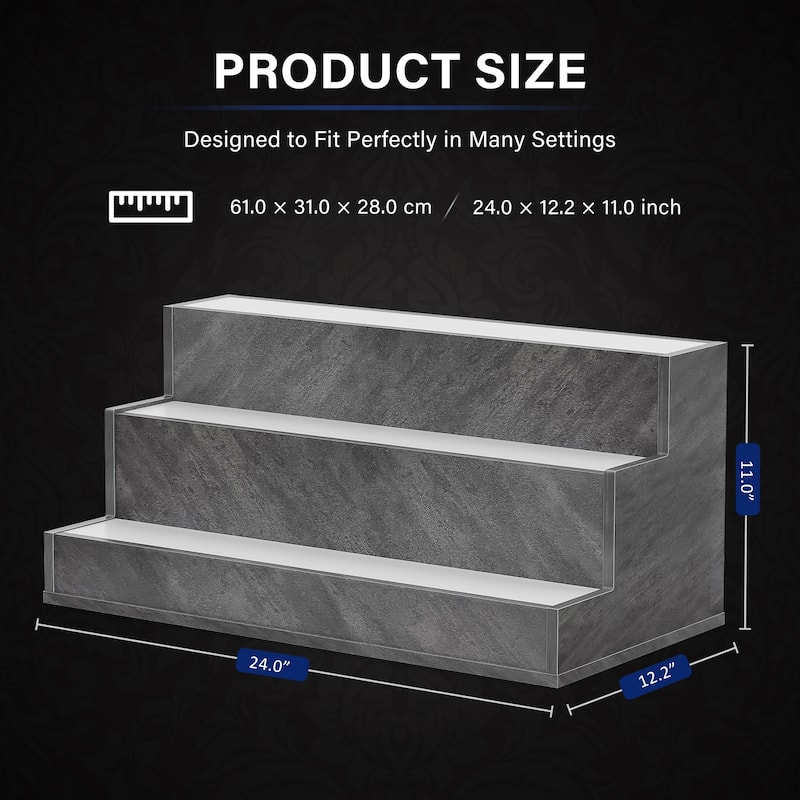 LED Light Wine Bakers Rack with Remote Control, 3-Tier Liquor Bottle Display Shelves, Countertop Wine Storage Shelf