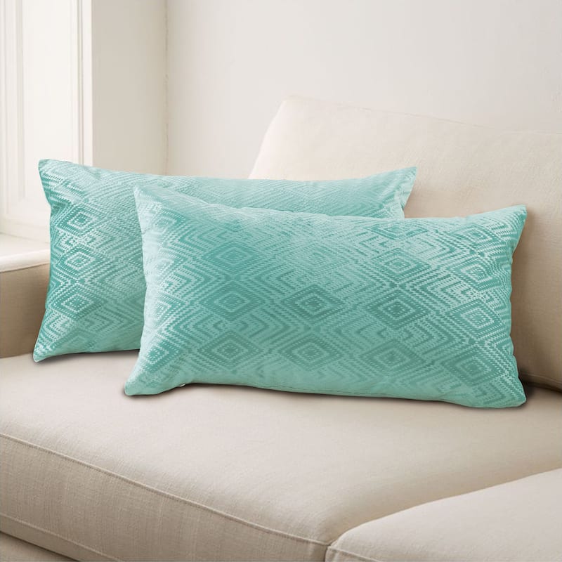 Tonopah Ikat Velvet Throw Pillow Cover Set, NO INSERT - 14" x 26" - North Sea