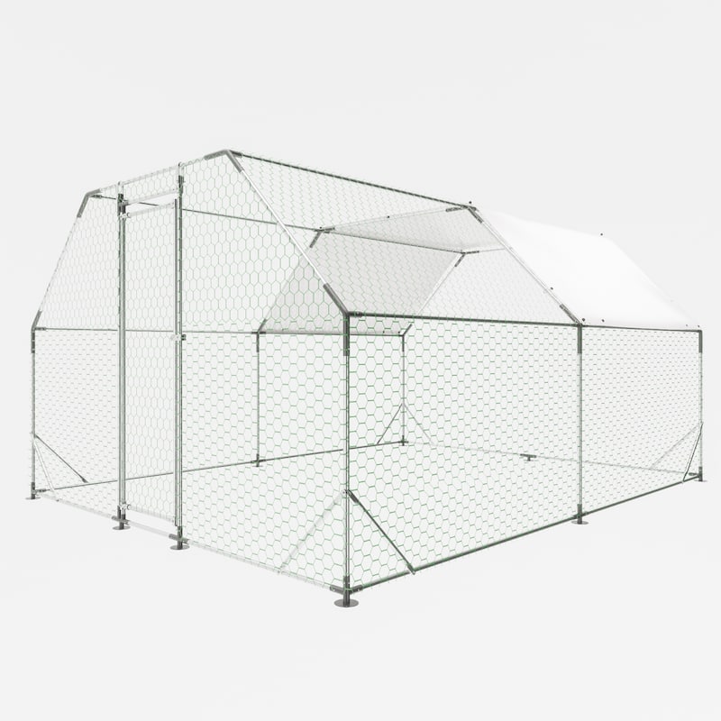GDFStudio - Nathan Large Walk-In Metal Chicken Coop with Waterproof Cover and Secure Design