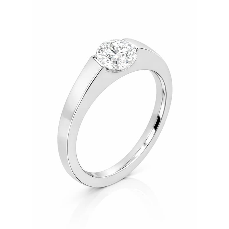 Auriya 14K Gold Suspense Round Lab Grown Diamond Engagement Ring 1.00 - 5.00ct. tw. (F-G, VS) - White