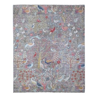 Shahbanu Rugs Garden Gray Borderless 100% Wool Hand Knotted Afghan ...