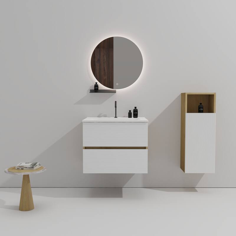 35" Modern Bathroom Vanity with Silent Soft-Closing Drawers, Eco-Friendly Natural Oak Finish