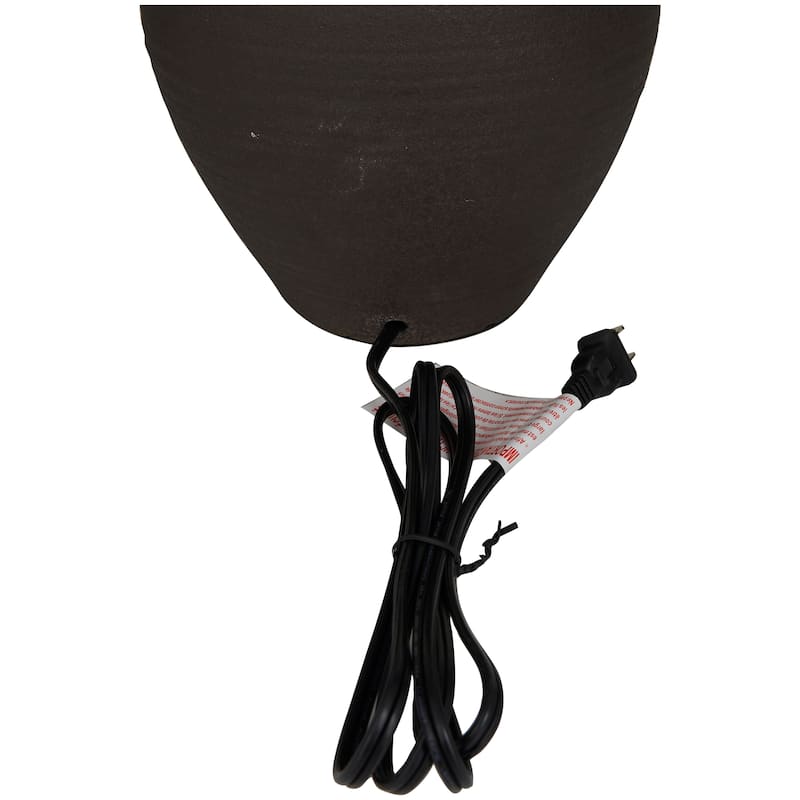 CosmoLiving by Cosmopolitan Black Ceramic Gourd Style Base Room Table Lamp with Drum Shade