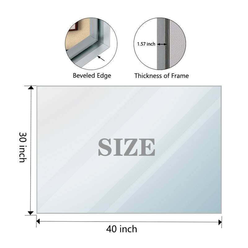 Glossy Black Rounded Corner Rectangle Bathroom Mirror