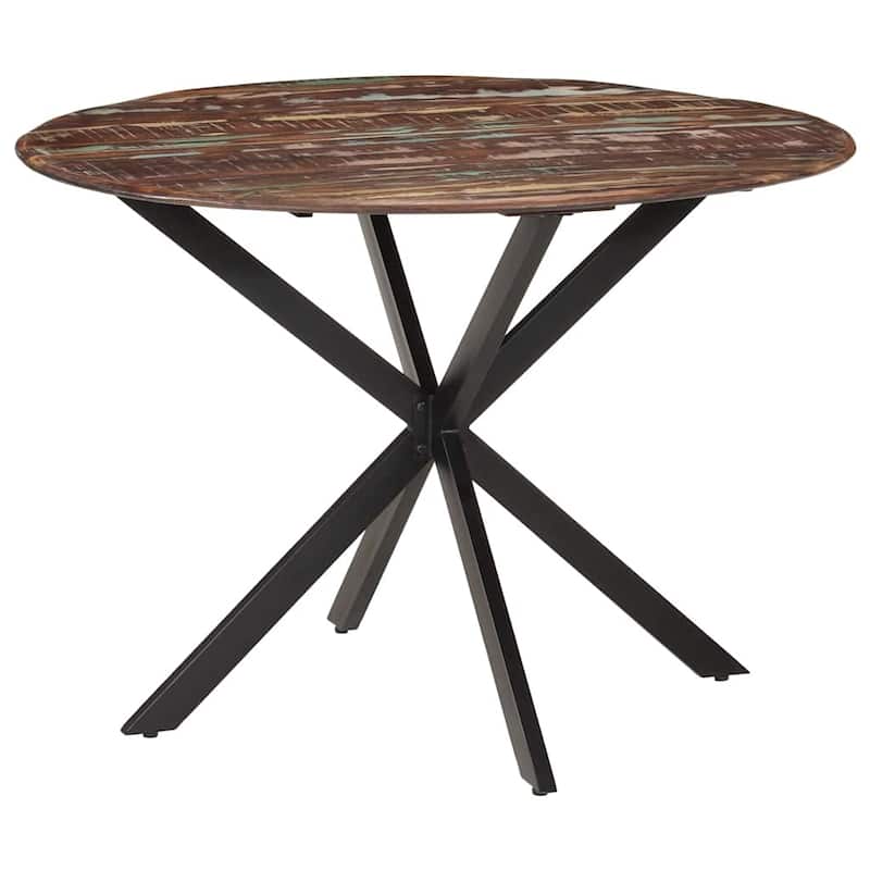 vidaXL Dining Table Ø43.3"x30.7" Solid Wood Reclaimed and Steel - Brown - Ø43.3"x30.7" Reclaimed