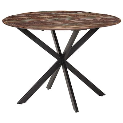 vidaXL Dining Table Ø43.3"x30.7" Solid Wood Reclaimed and Steel - Brown